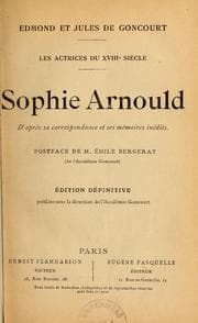 Tapa de Sophie Arnould d'après sa correspondance et ses mémoires inédits