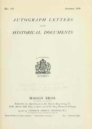 Tapa de Autograph letters and historical documents