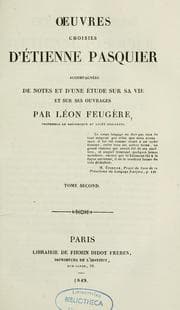 Tapa de Oeuvres choisies d'Etienne Pasquier