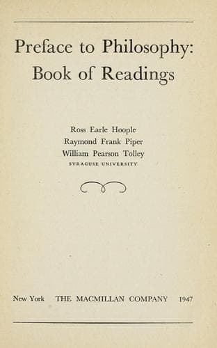 Tapa de Preface to philosophy