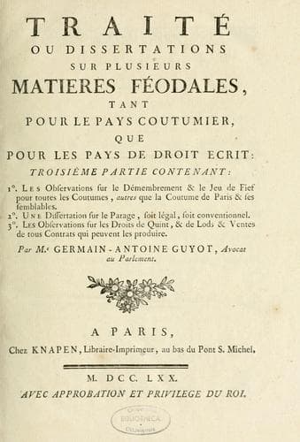 Tapa de Traité des fiefs