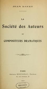 Tapa de La société des auteurs et compositeurs dramatiques