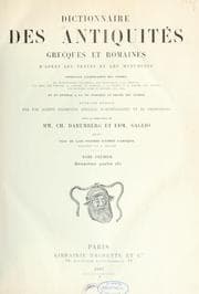 Tapa de Dictionnaire des antiquités grecques et romaines, d'après les textes et les monuments