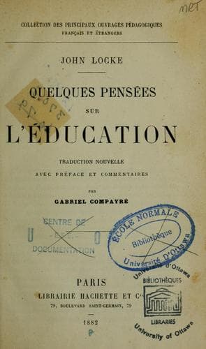 Tapa de Quelques pensées sur l'éducation