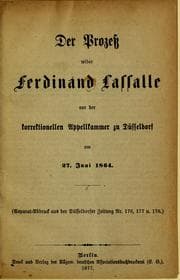 Tapa de Der prozess wider Ferdinand Lassalle vor der korrektionellen appelkammer zu Düsseldorf am 27. juni 1864