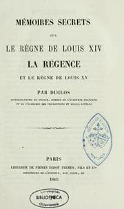 Tapa de Mémoires secrets sur le règne de Louis XIV, la régence et le règne de Louis XV