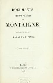 Tapa de Documents inédits ou peu connus sur Montaigne