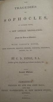 Tapa de The tragedies of Sophocles, in English prose, a new literal translation , from the text of Wunder, with copious notes