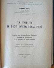 Tapa de La faillite en droit international privé