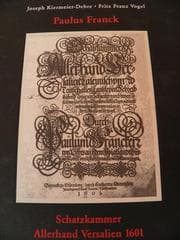 Tapa de Paulus Franck. Schatzkammer. Allerhand Versalien 1601