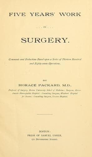 Tapa de Five years' work in surgery