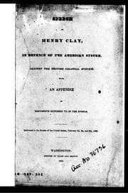 Tapa de Speech of Henry Clay, in defence of the American system, against the British colonial system