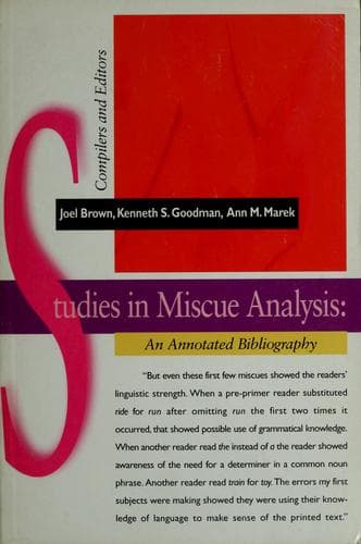 Tapa de Studies in miscue analysis