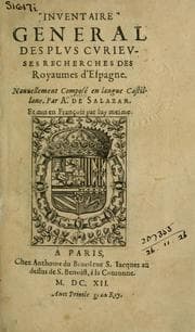 Tapa de Inventaire général des plus curieuses recherches des Royaumes d'Espagne