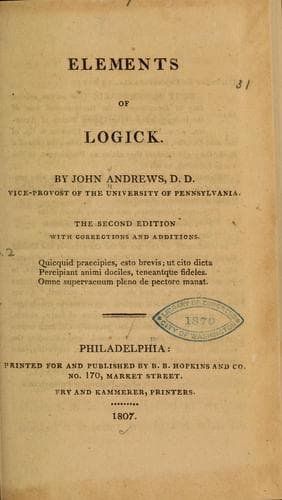 Tapa de Elements of logick.
