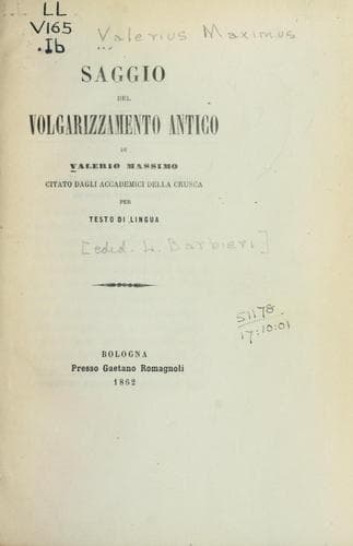 Tapa de Secondo saggio del volgarizzamento