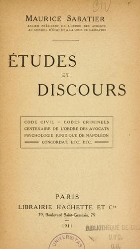 Tapa de Etudes et discours