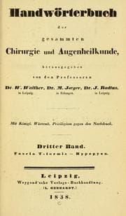 Tapa de Handwörterbuch der gesammten Chirurgie und Augenheilkunde