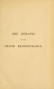 Tapa de The debates on the grand remonstrance, November and December, 1641