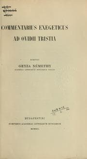 Tapa de Commentarius exegeticus ad Ovidii Tristia