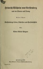 Tapa de Heinrich Wilhelm von Gerstenberg und der Sturm und Drang