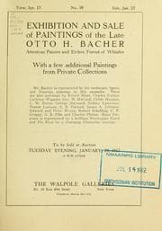 Tapa de Exhibition and sale of paintings of the late Otto H. Bacher