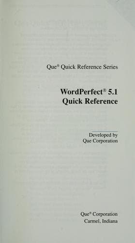 Tapa de WordPerfect 5.1 quick reference