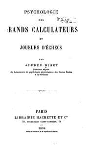 Tapa de Psychologie des grands calculateurs et joueurs d'échecs