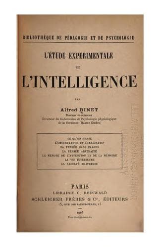 Tapa de L'étude expérimentale de l'intelligence