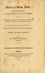 Tapa de A letter to Aaron Burr, vice-president of the United States of America