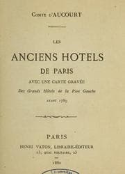 Tapa de Les anciens hôtels de Paris