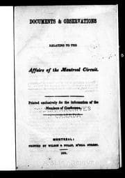 Tapa de Documents and observations relating to the affairs of the Montreal Circuit