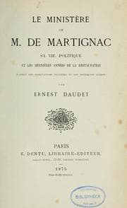 Tapa de Le ministère de M. de Martignac