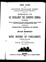 Tapa de The case of Doctor William Rees, late physician to the Provincial Lunatic Asylum, Toronto, C.W.