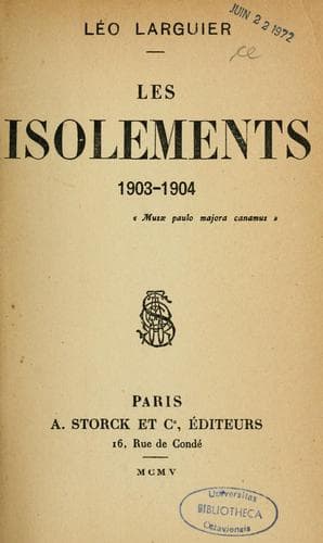 Tapa de Les isolements, 1903-1904