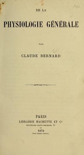 Tapa de De la physiologie générale