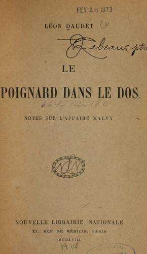 Tapa de Le poignard dans le dos