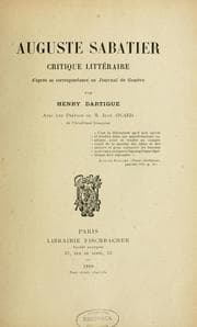 Tapa de Auguste Sabatier, critique littéraire