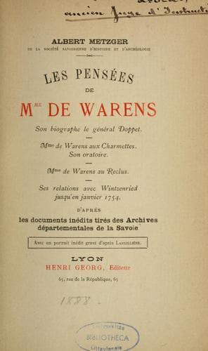 Tapa de Les pensées de Mme de Warens