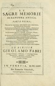 Tapa de Le sagre memorie di Ravenna antica ..