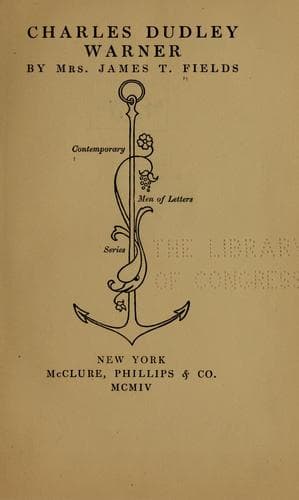 Tapa de Charles Dudley Warner