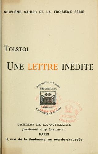 Tapa de Une lettre inédite \