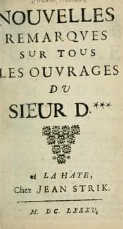 Tapa de Nouvelles remarques sur tous les ouvrages du Sieur Dxxx