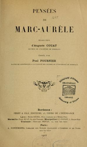 Tapa de Pensées de Marc-Aurèle