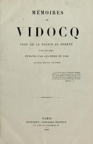 Tapa de Mémoires de Vidocq