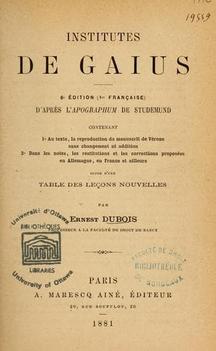 Tapa de Institutes de Gaius