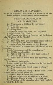 Tapa de Evidence and cross examination of William D. Haywood in the case of the U.S.A. vs. Wm. D. Haywood, et al