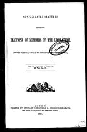 Tapa de Consolidated statutes respecting elections of members of the legislature