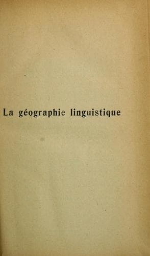 Tapa de La géographie linguistique