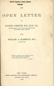 Tapa de An open letter to Eugene Grissom, superintendent of the Asylum for the Insane, at Raleigh, North Carolina